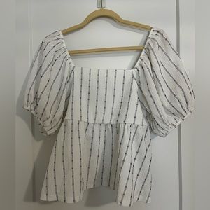 Madewell Puffed Sleeve White Blouse